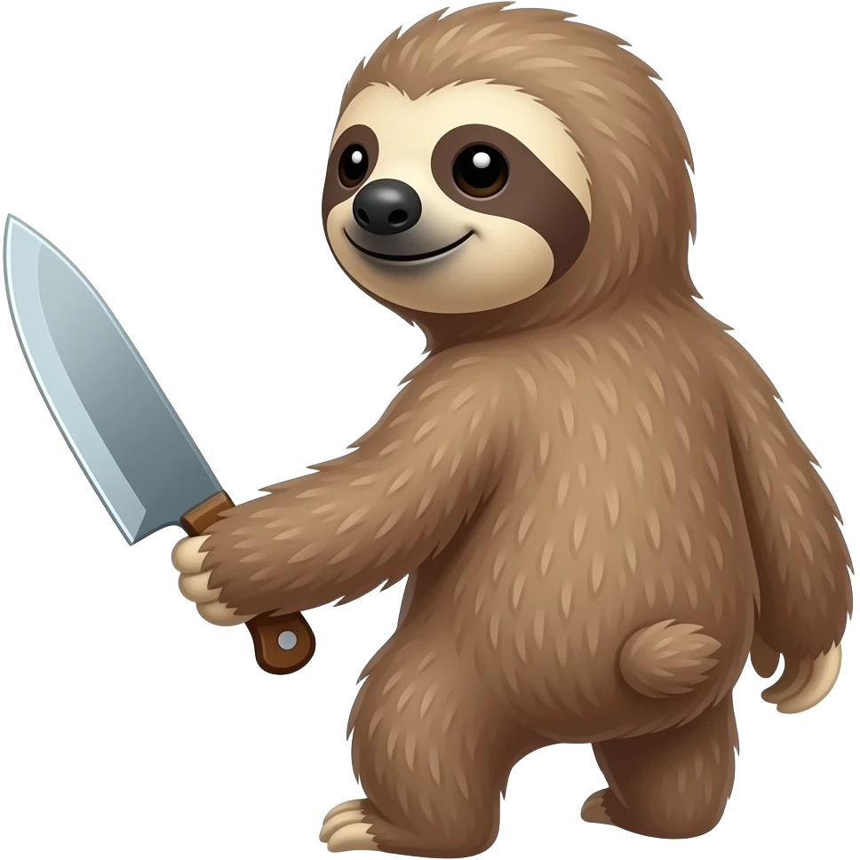 smile sloth width big knife turn back emoji