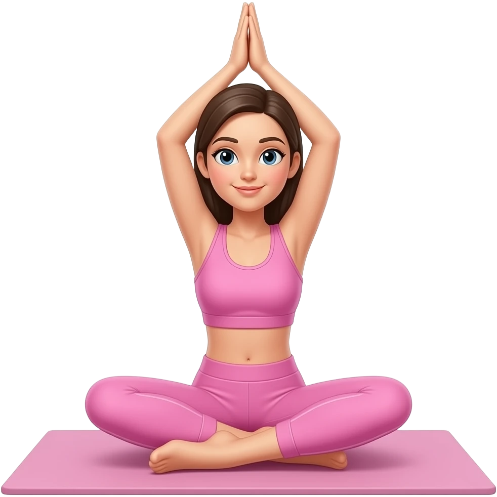 une fille avec une tenue de sport rose faisant du yoga emoji