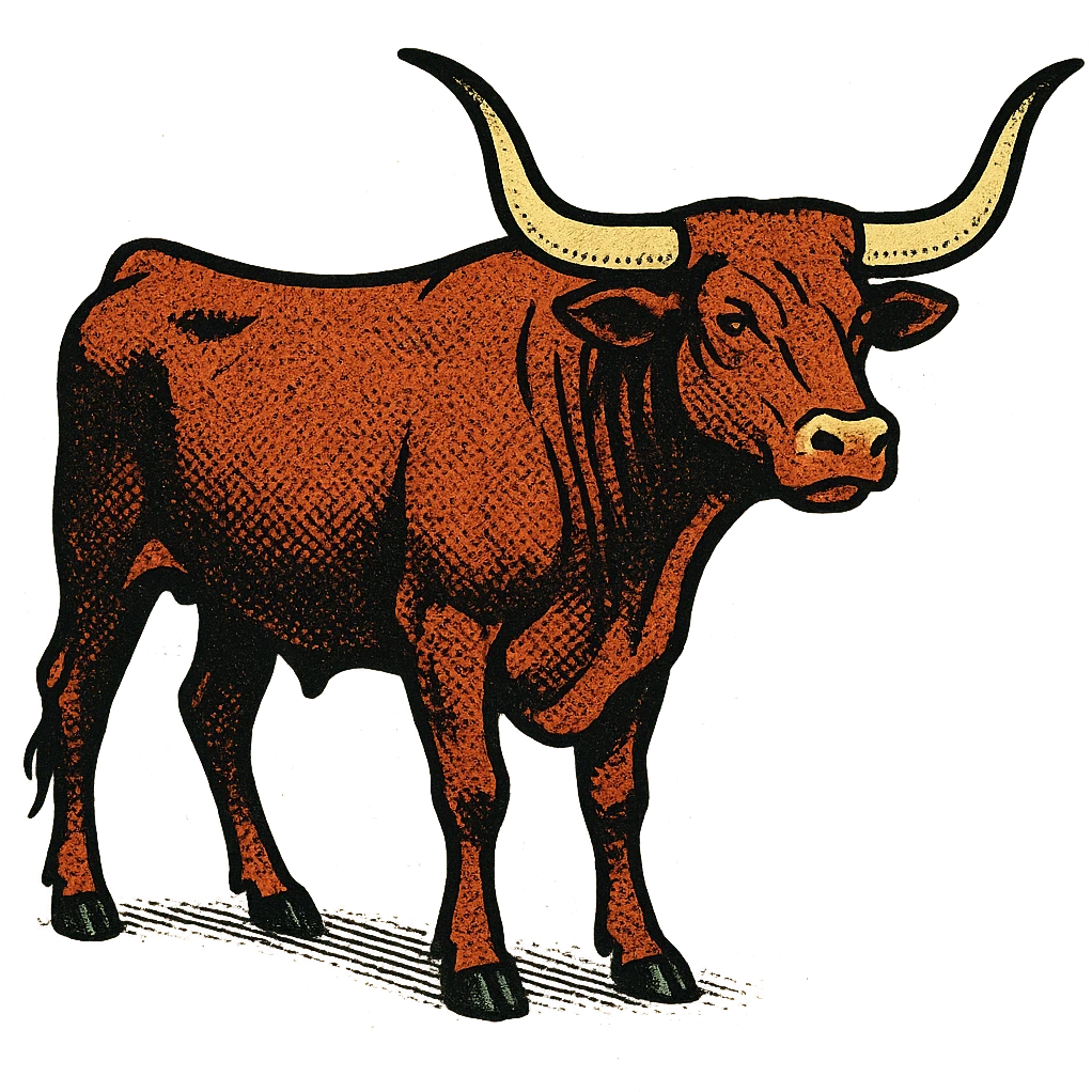 The full body of a Texas longhorn cattle which is looking forward. emoji