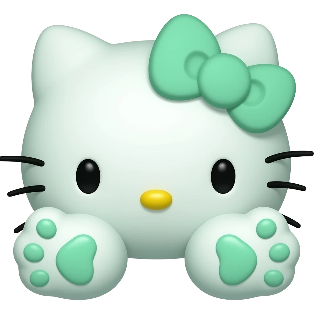Mint green hello kitty with paws emoji