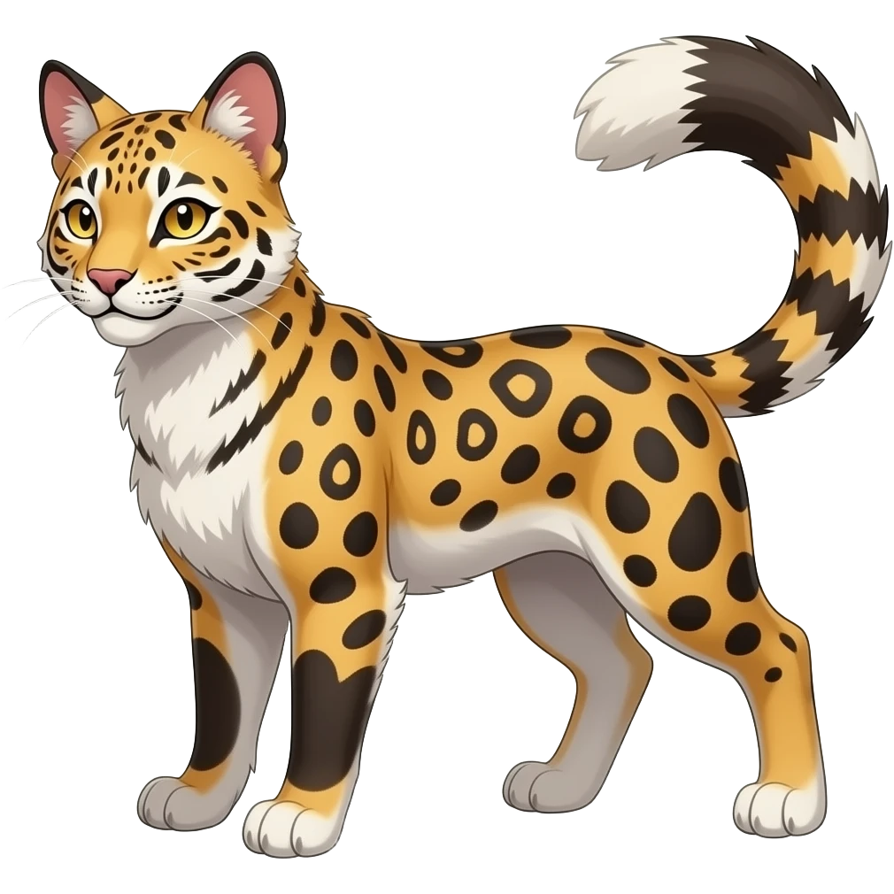 Digitigrade quadrupedal Randomly marked randomly colored Absol-Furret-Genet-Liepard-Ferret-Tanuki-Ermine-hybrid emoji