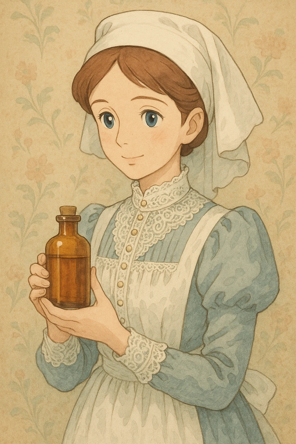 victorian nurse holding a medicine bottle emoji