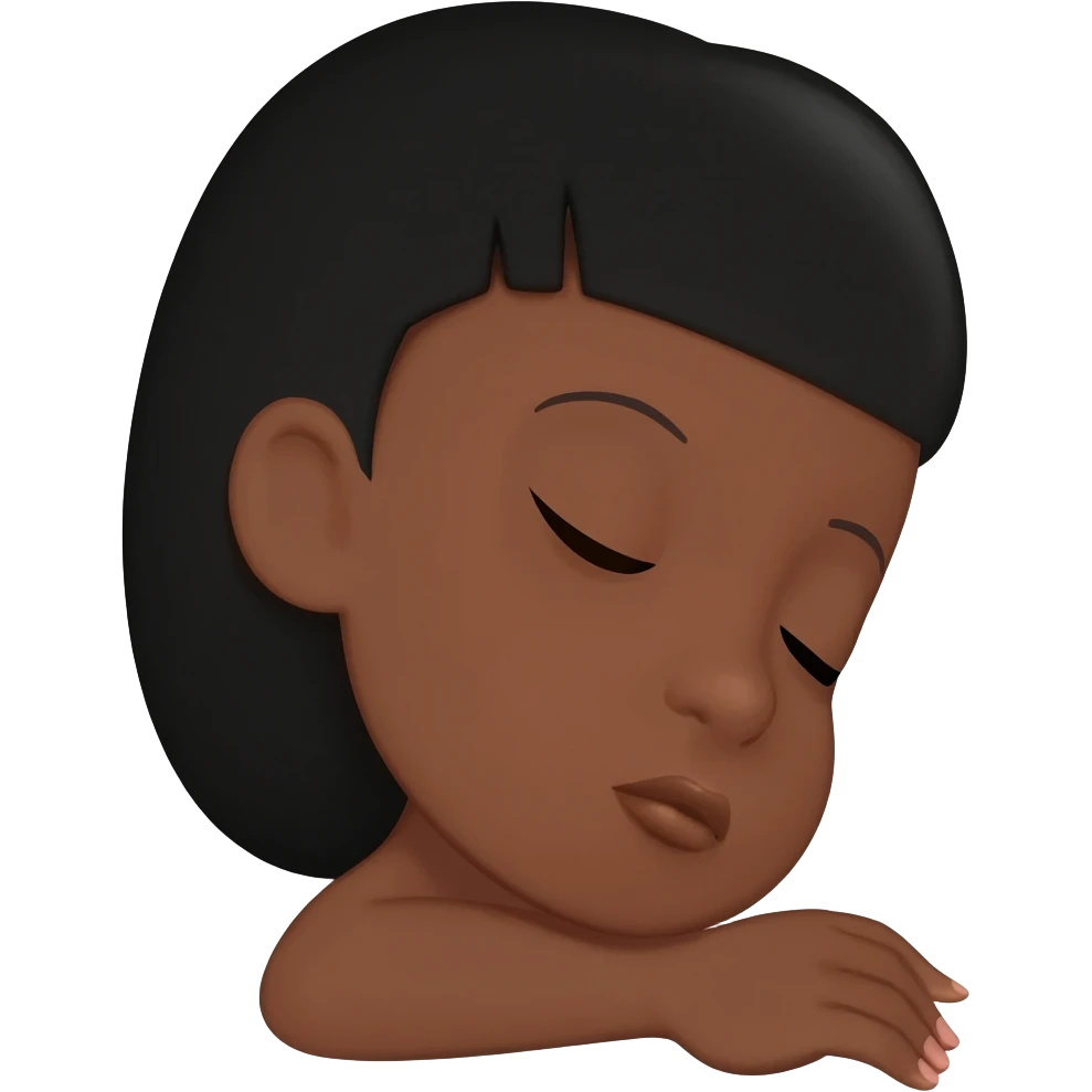 Brown girl black hair sleeping emoji