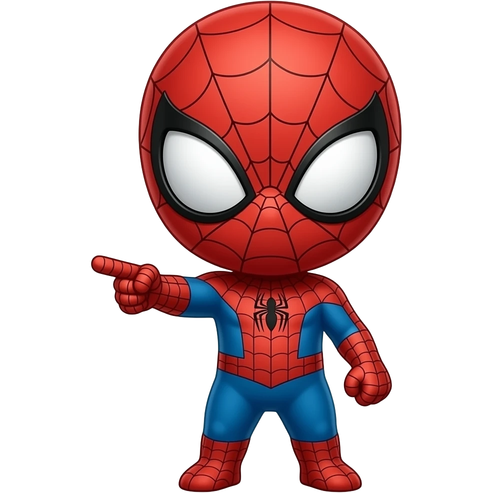 spiderman chibi cute pointing at you two hands emoji