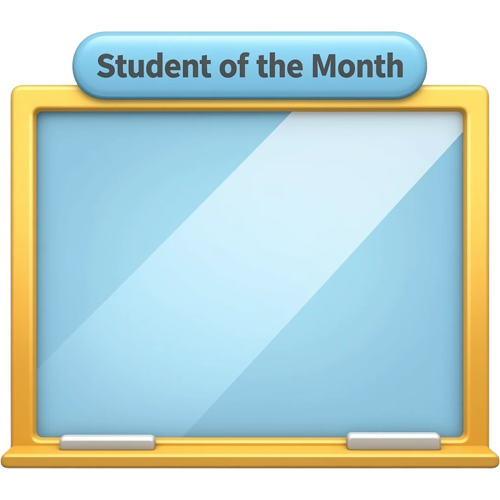 soft blue yellow school frame with  “Student of the Month” on top, transparent background inspired by barbie colour pallete emoji