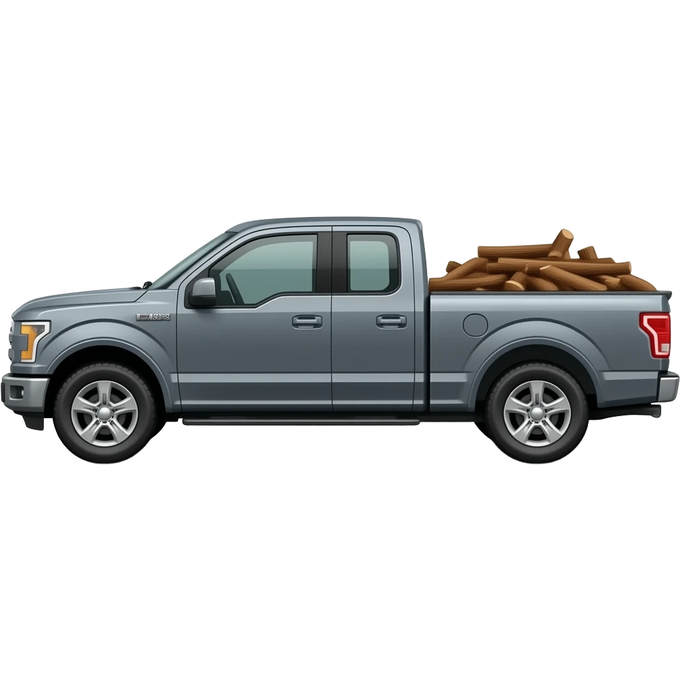 Side view Gray F150 with full of Bark chips in the back side view emoji