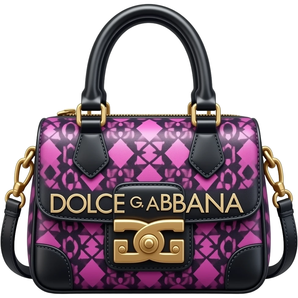 Ultra realistic dolce and Gabbana bag in a highly detailed y2k emo kawaii illustration in black, pink, purplw color scheme, 3d rendering, isolated, 8k. No emoji faces, no emoji icons  emoji