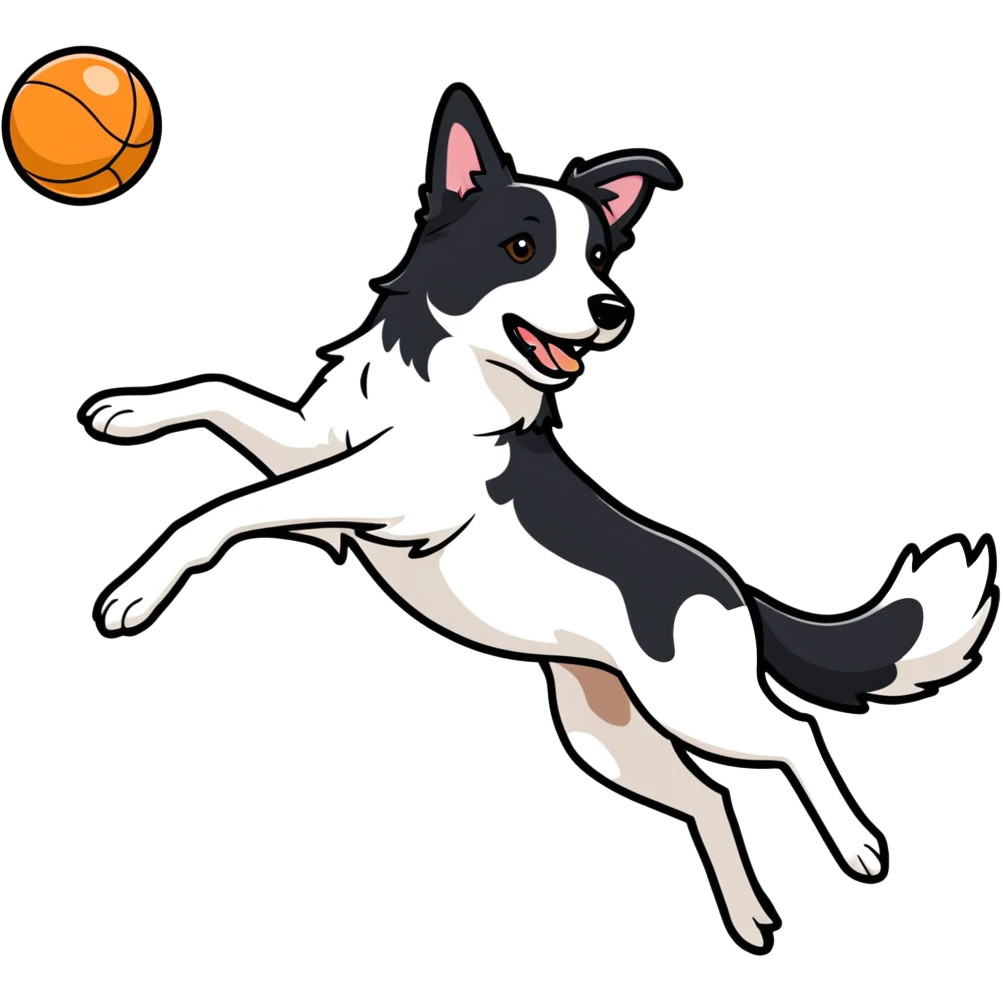 Border collie jumping for a ball emoji