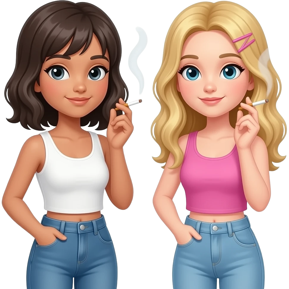 2 girls smoking together emoji