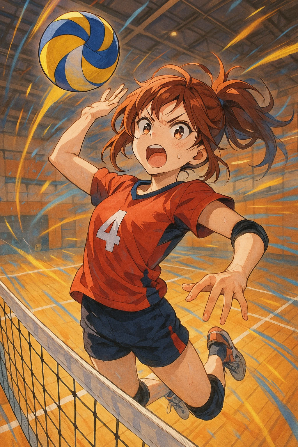 girl playing volleyball, dynamic anime-inspired style emoji