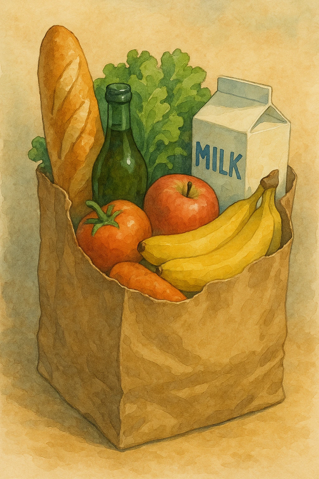realistic paper bag of classic groceries emoji