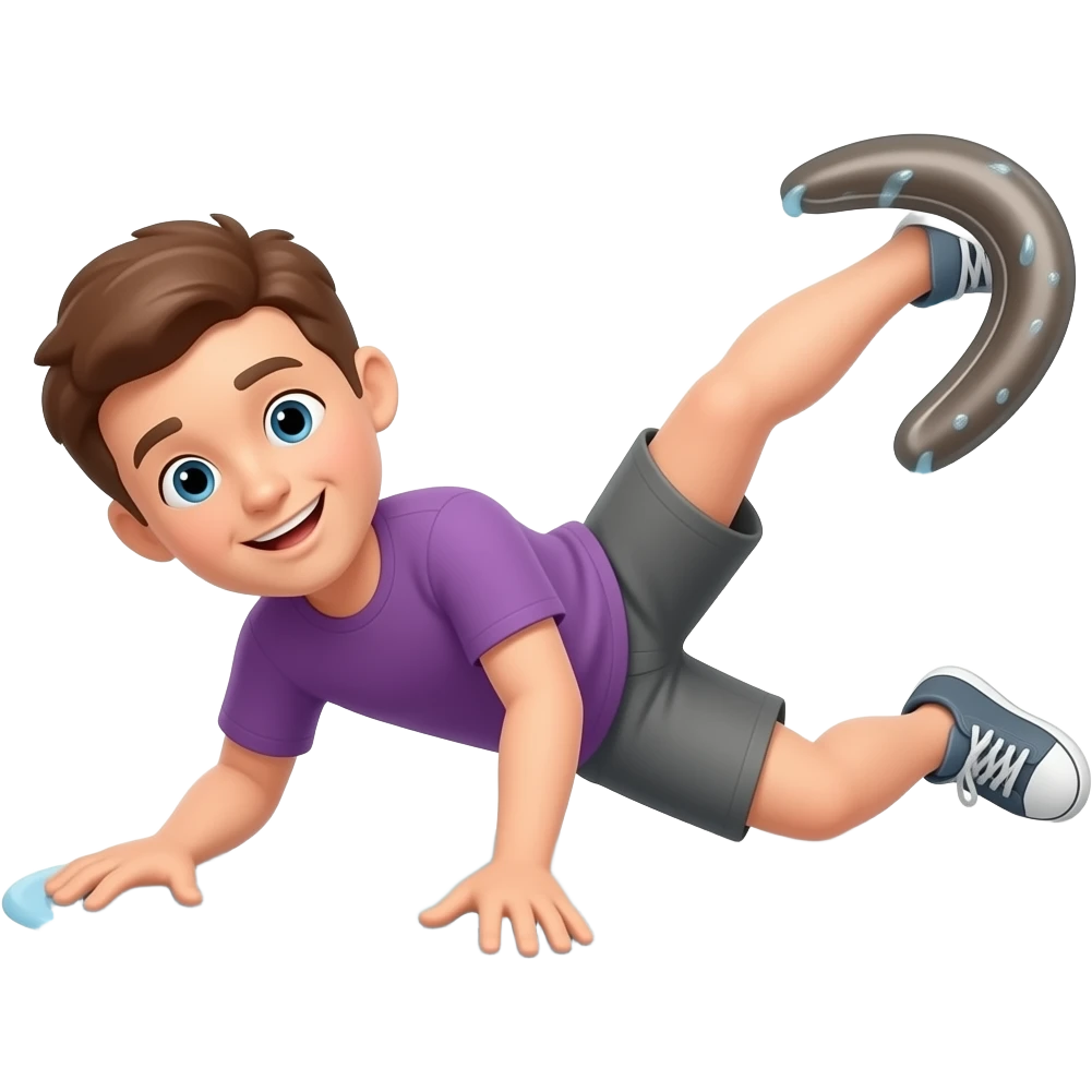 persona resbalandose por un charco de agua en el piso emoji