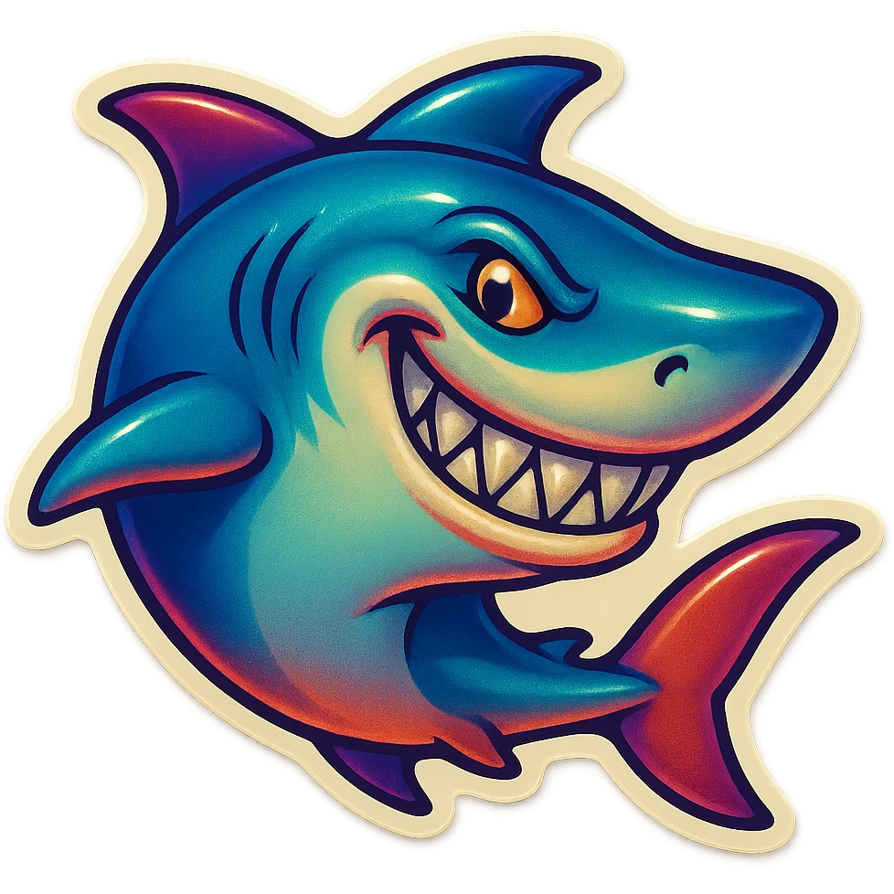 A SHARK WITH A GRIN emoji