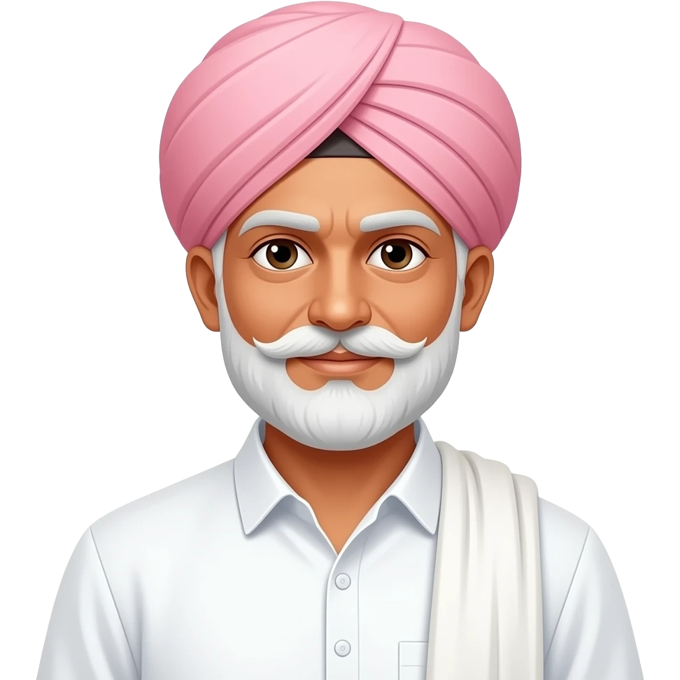Pagdi lite pink,beard white,color aur whitening,remove shoulder cloth and necklaces kurta white emoji