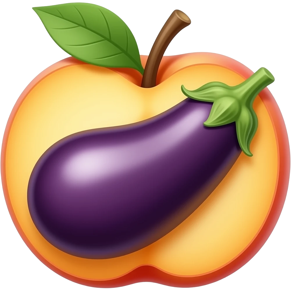 Eggplant in peach emoji