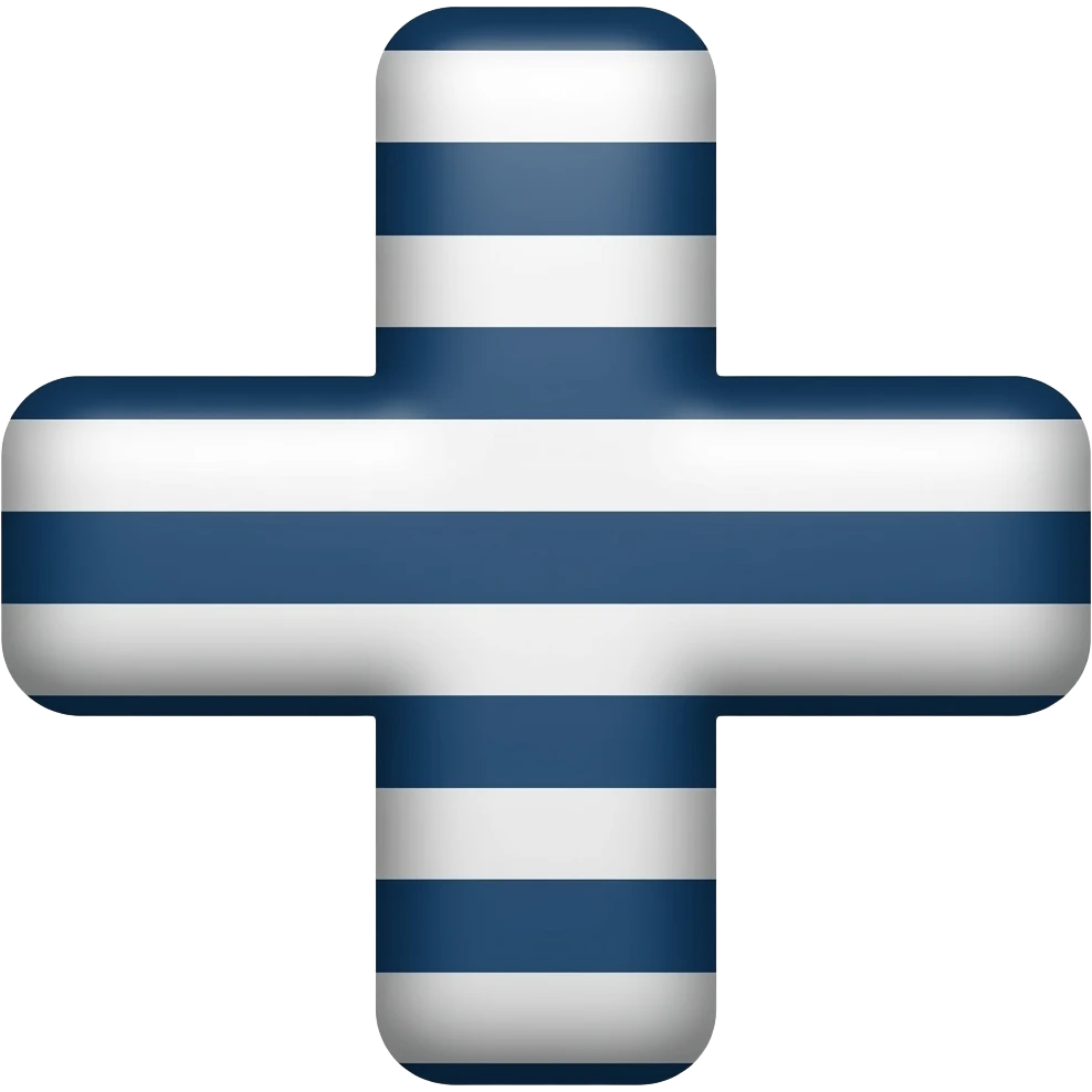 White and dark blue horizontal striped cross emoji