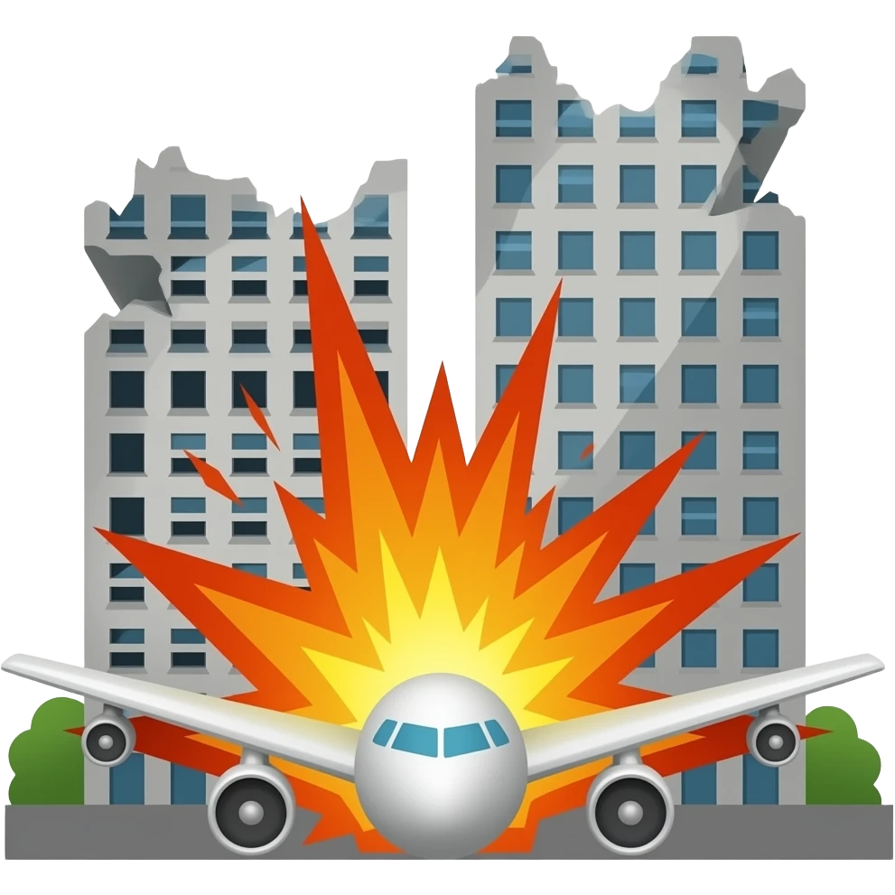 Plane exploding 2 buildings emoji