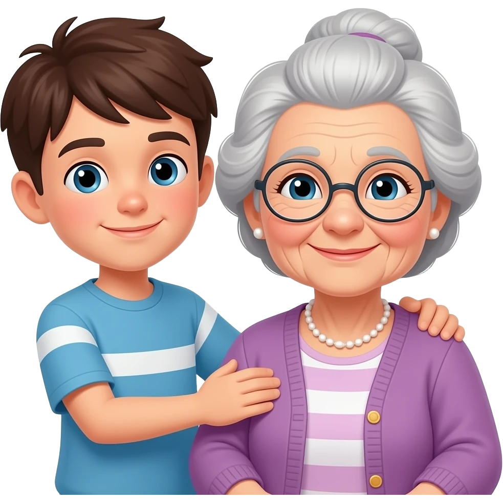 chico ayudando a abuela emoji