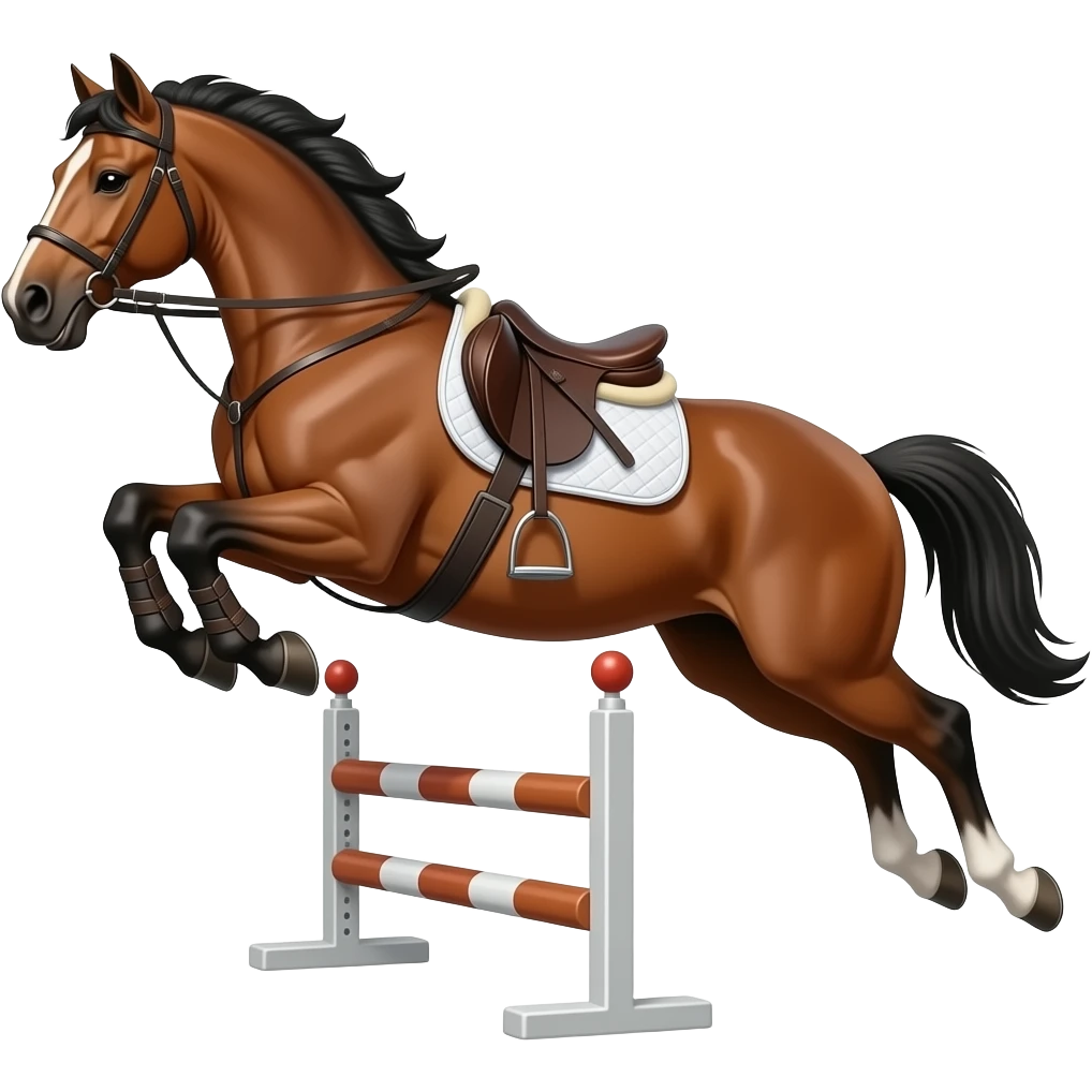 Caballo bonito con montura y saltando emoji