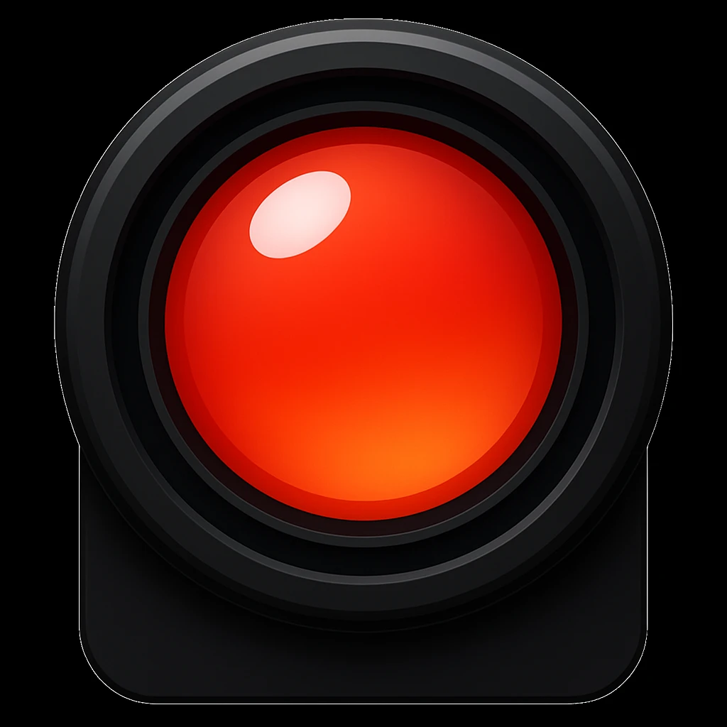 A simple camera lens, apple emoji style, front view, no face, red emoji
