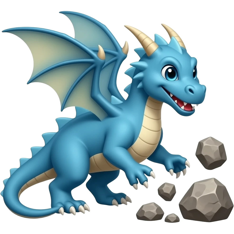 Blue dragon with incoming rocks emoji