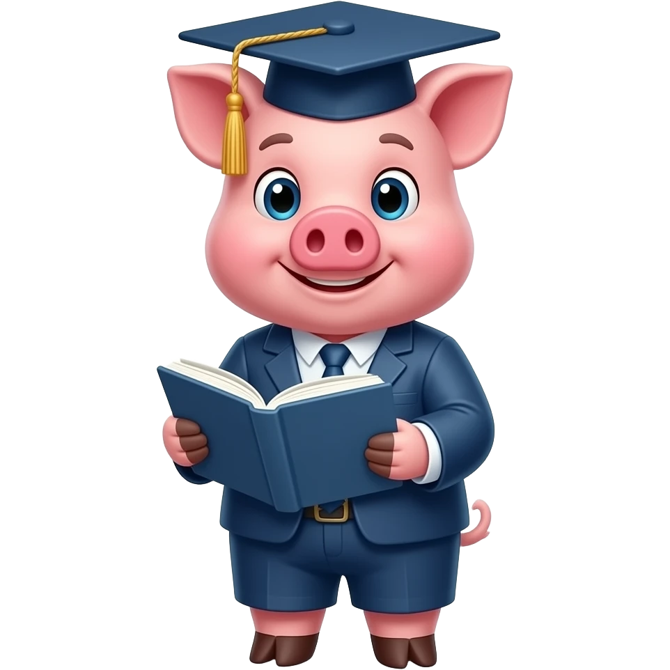 college attire Pig Reading emoji