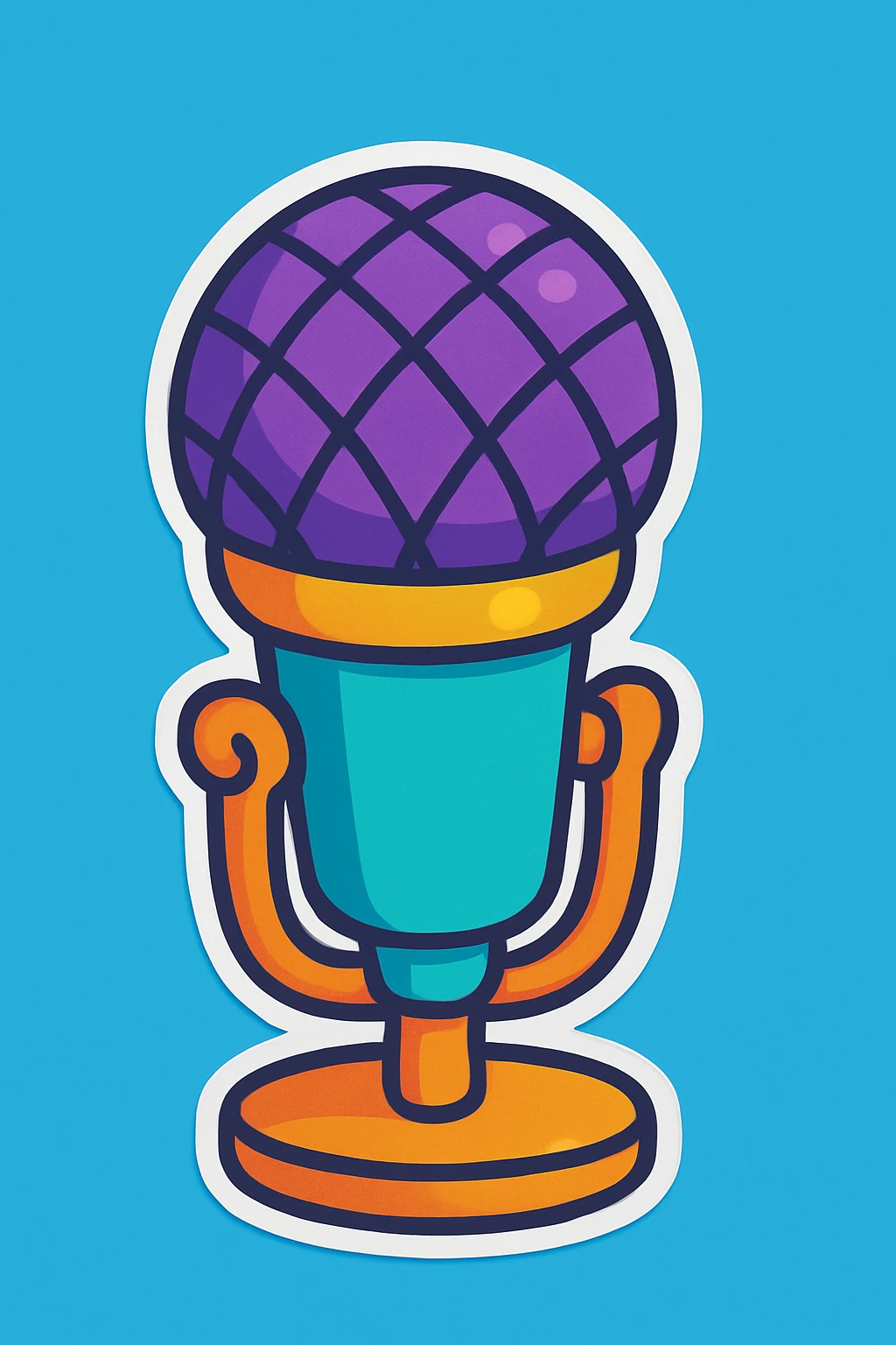 Make the microphone wireless, keep the cartoon style with playful colors and fun design. emoji