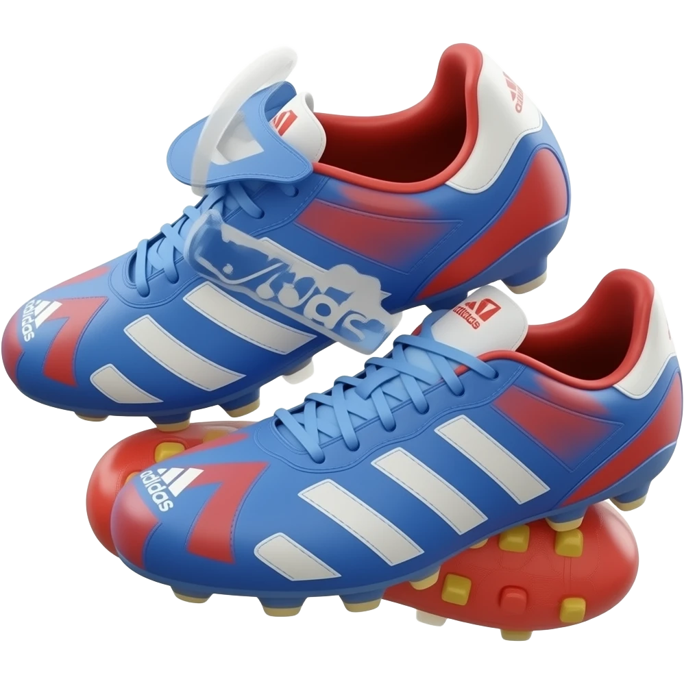 Crampons de foot bleu et rouge addidas emoji