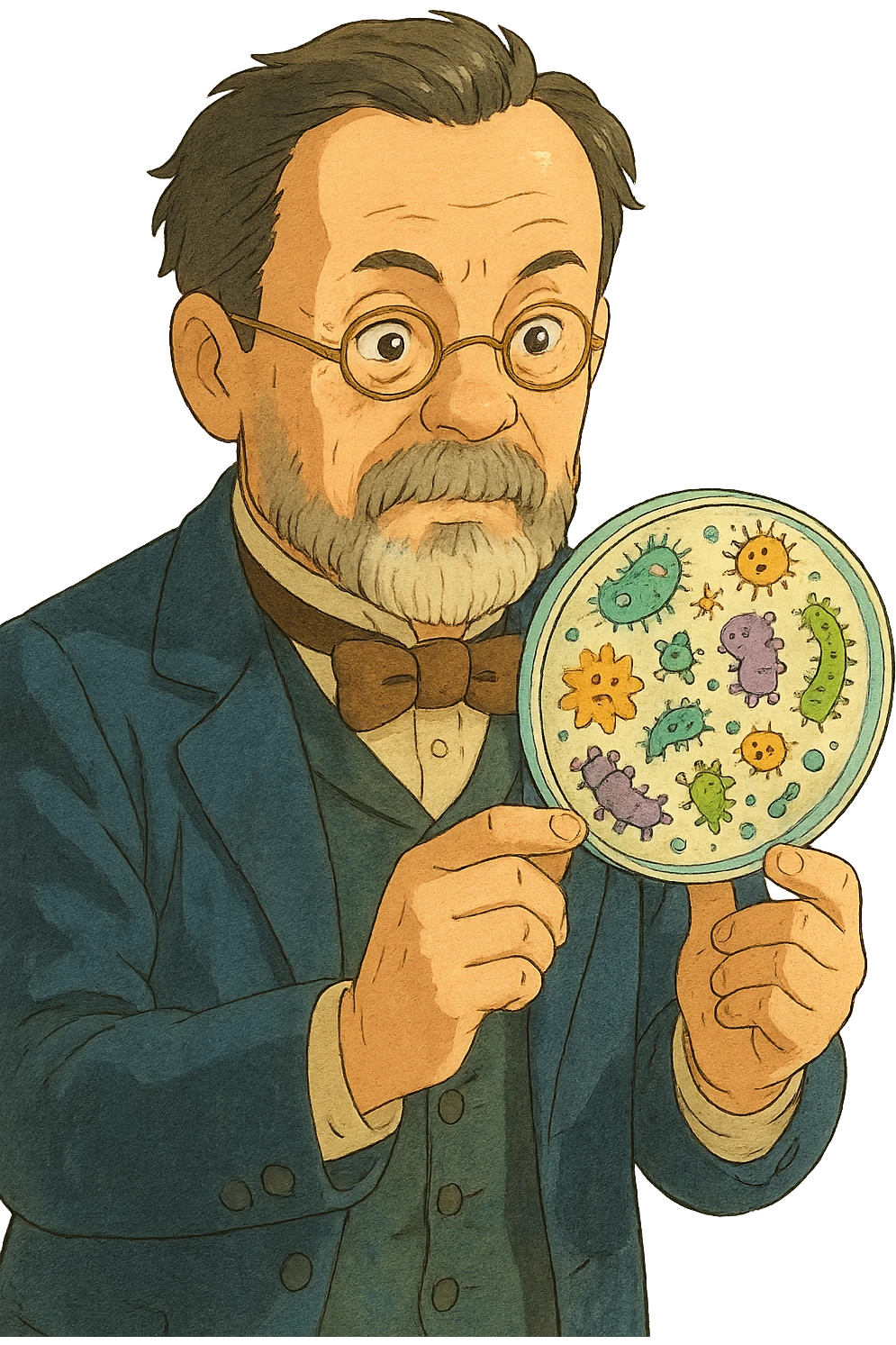 louis pasteur petri dish and germs emoji