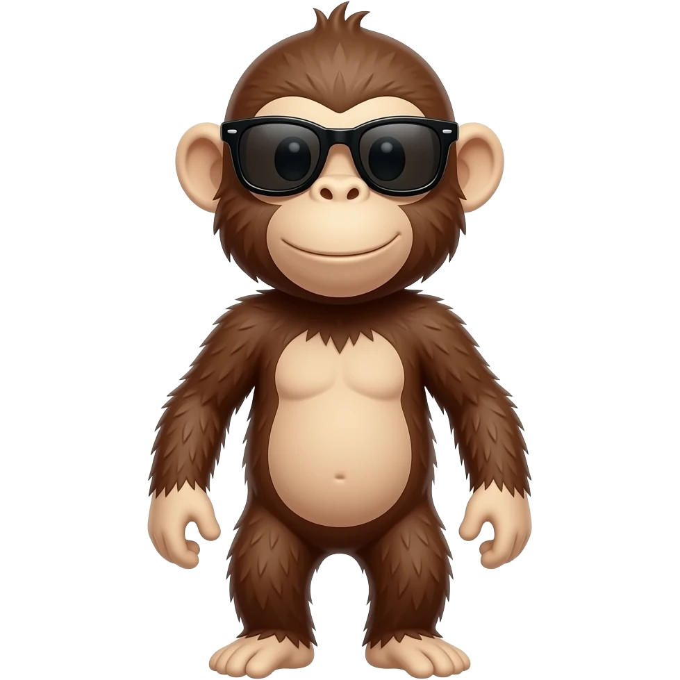 monkey standing  posse front view wear sun  glasses emoji