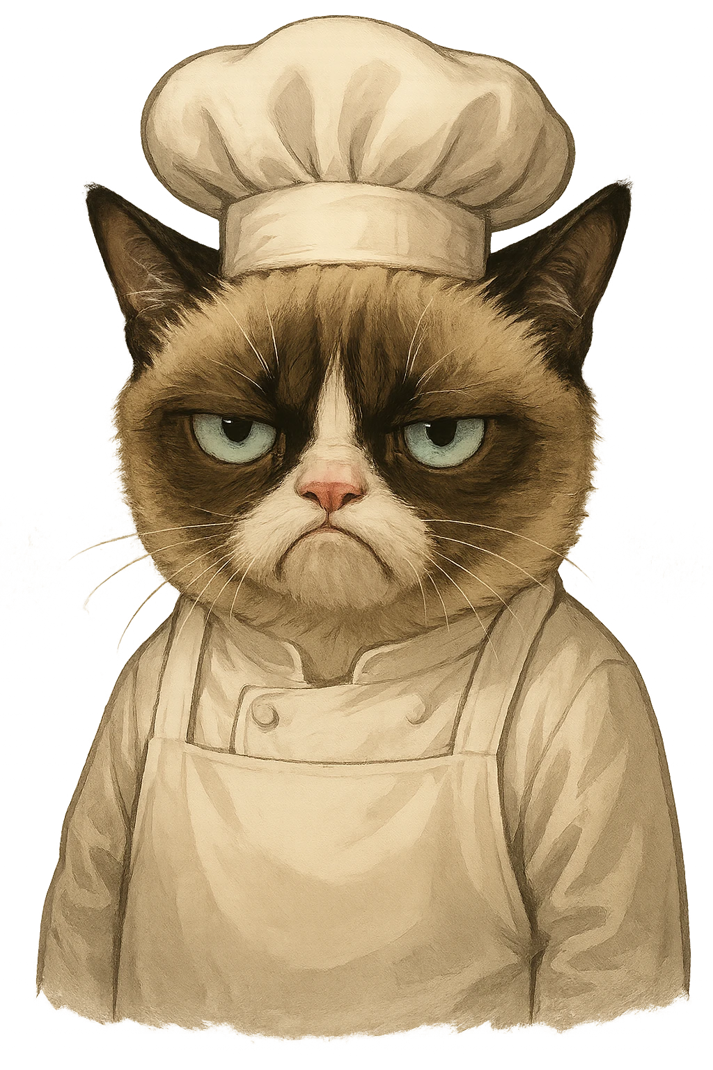 grumpy cat as a chef emoji