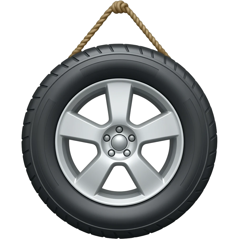 tyre hanging two sides wit hrope emoji