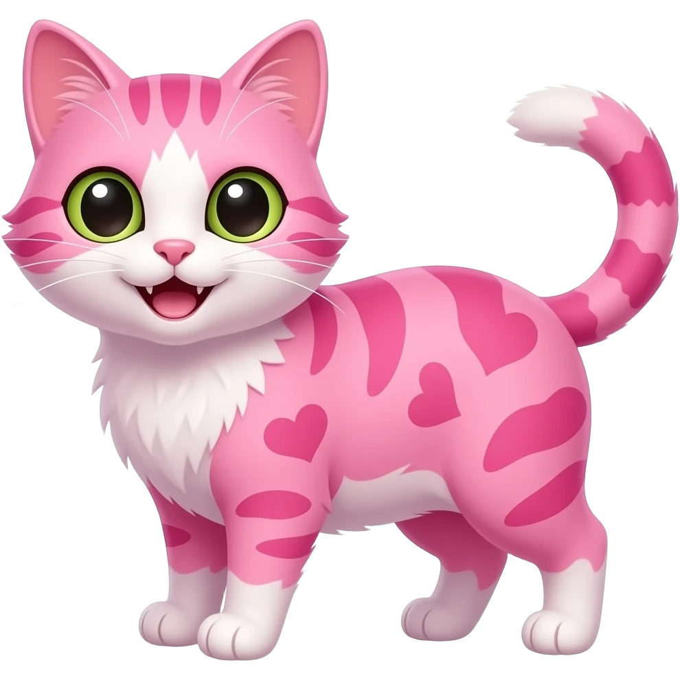 make a cat with pink and hearts and more happy emoji