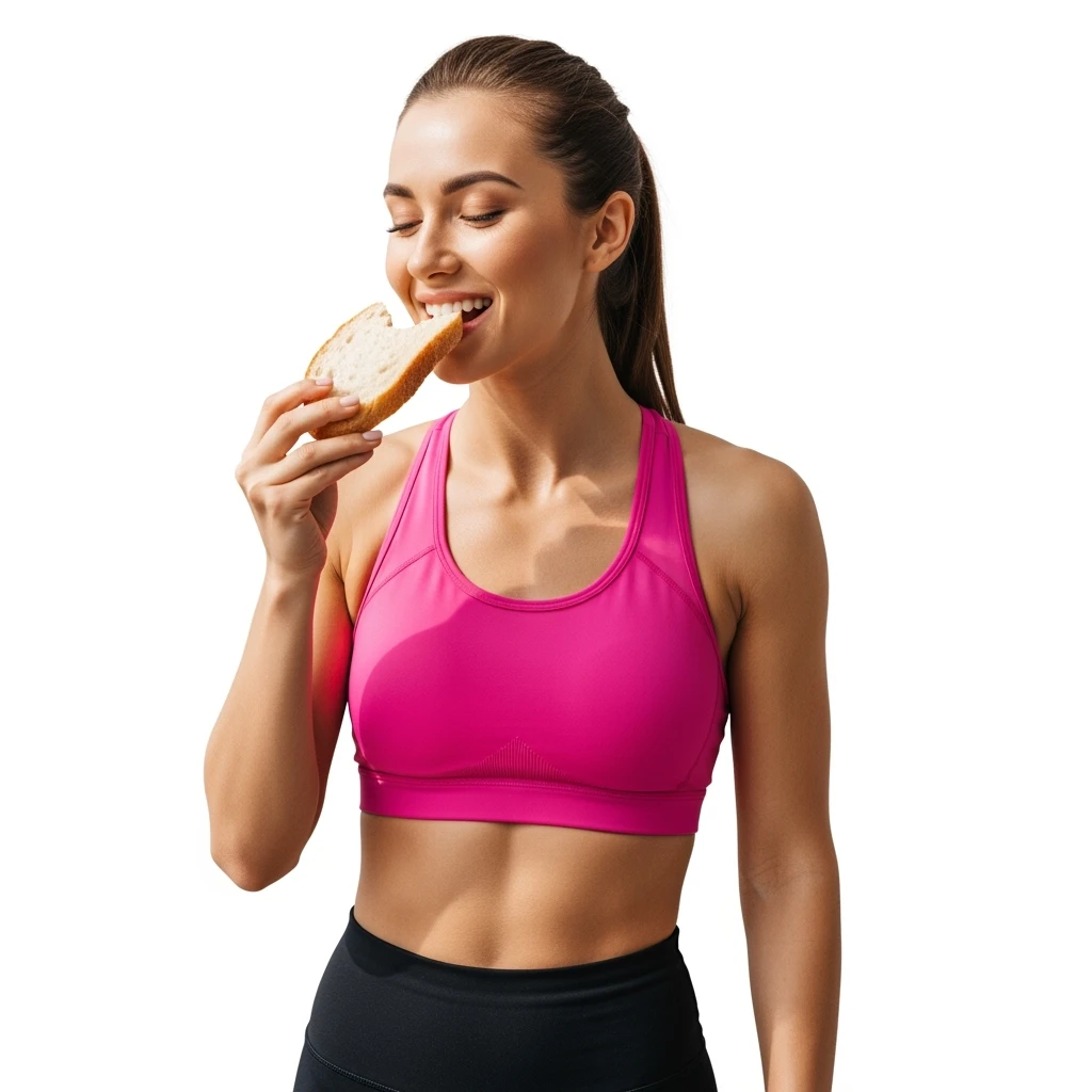 DONNA FITNESS CHE MANGIA PANE FELICE, IPERREALISTICA 4K, SENZA SFONDO emoji