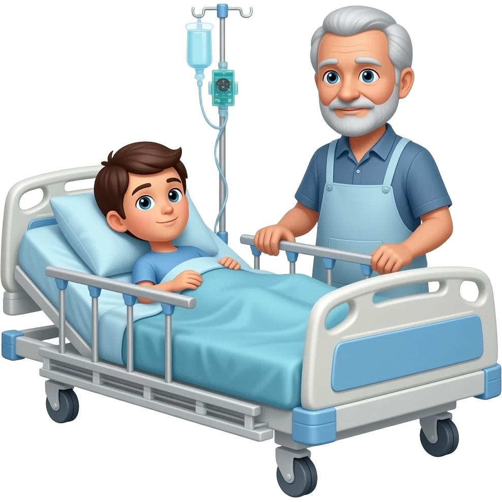 teenage son hospital bed, Elderly father bedside emoji