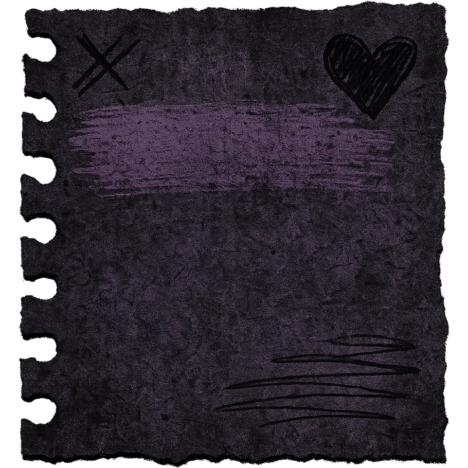 emo style black and purple torn notebook page emoji