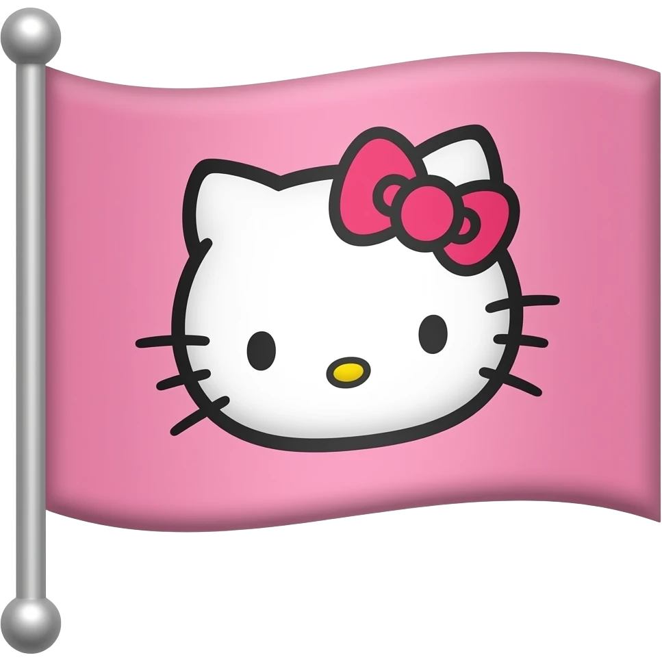 Pink flag with hello kitty and in rectangle shape emoji