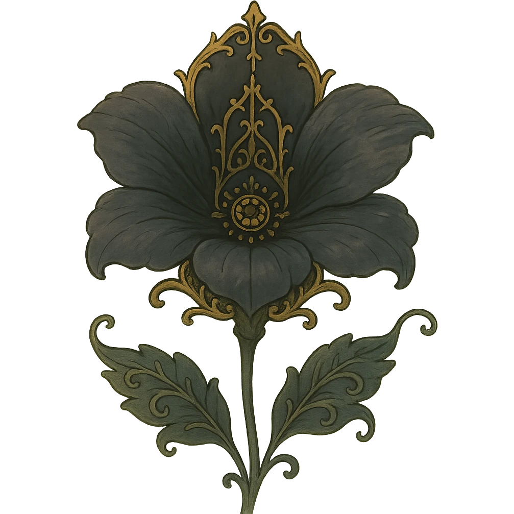 gothic flower, dark petals, ornate details, elegant, whimsical, soft lighting emoji