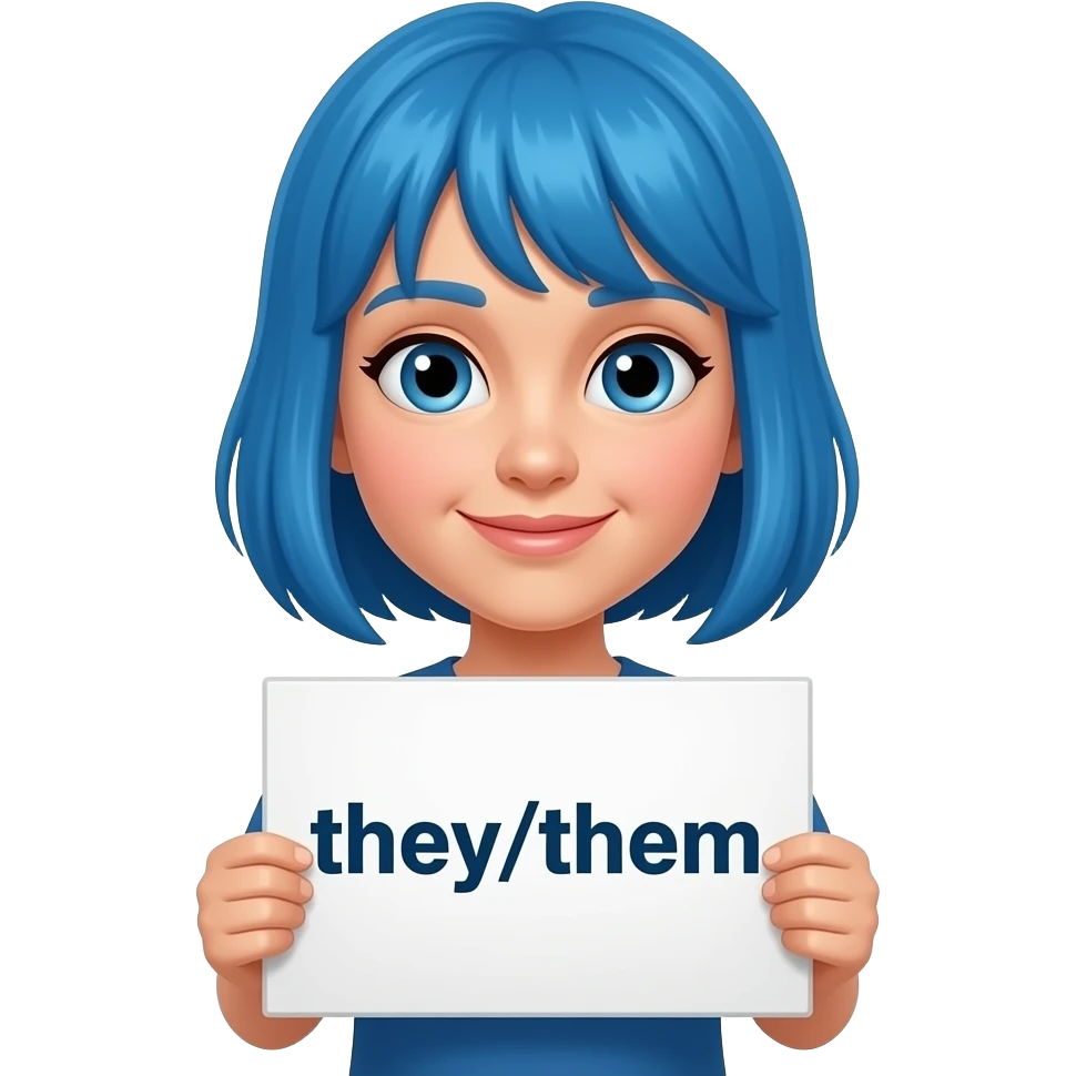 blue hair pronouns emoji