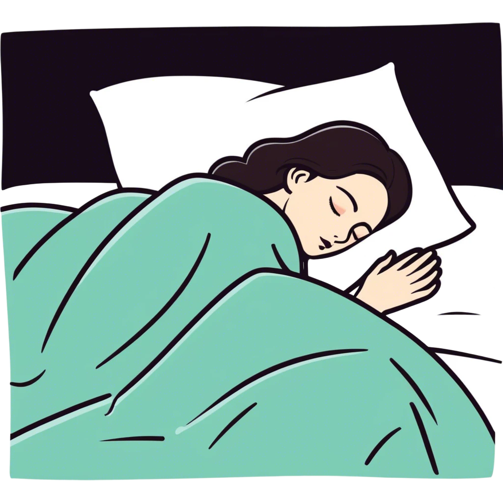 Woman sleep in his bed emoji
