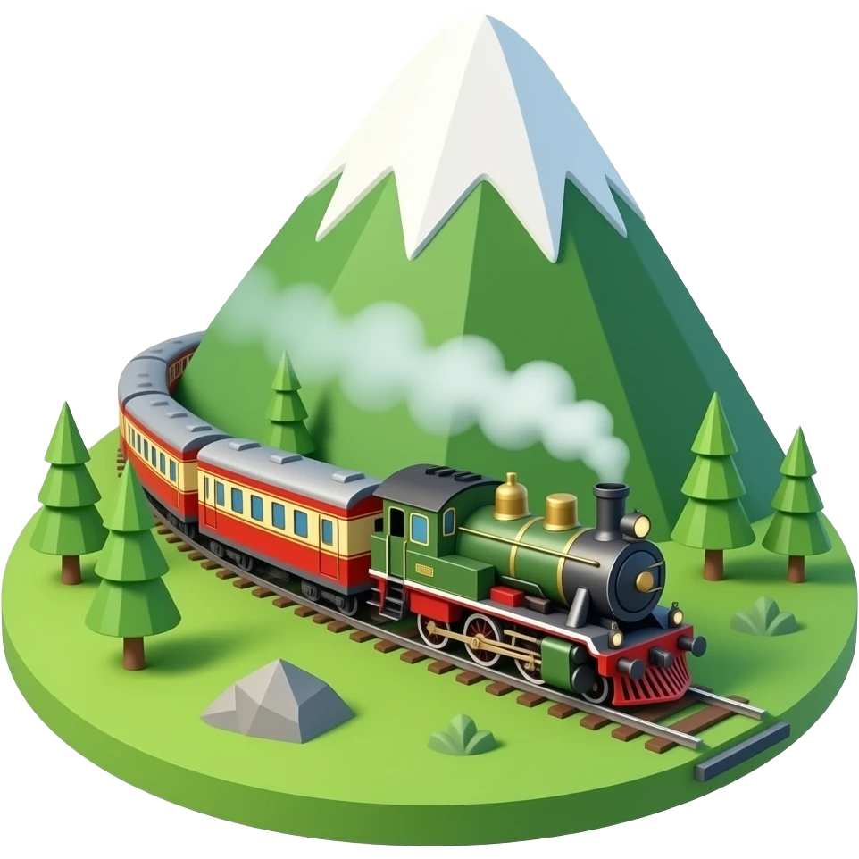 Train on a mountain of grass emoji