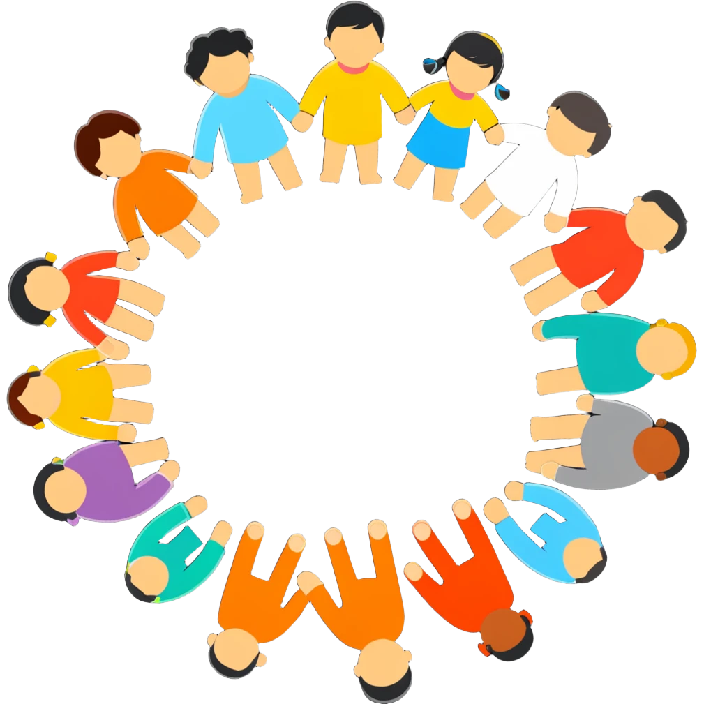 Diverse people of different races holding hands in a circle, representing unity, integration, and racial harmony emoji