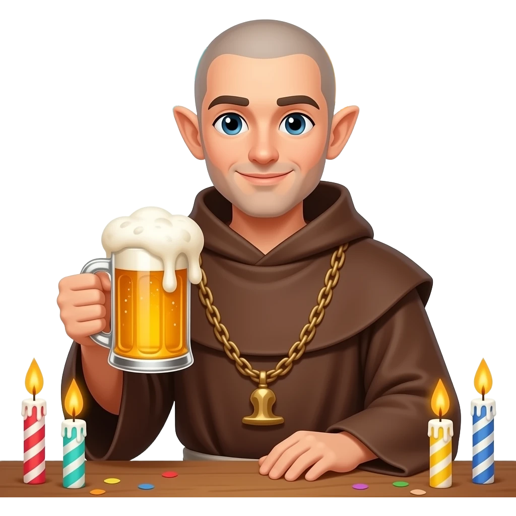World of Warcraft,  birthday celebration with male elf monk holding beer emoji