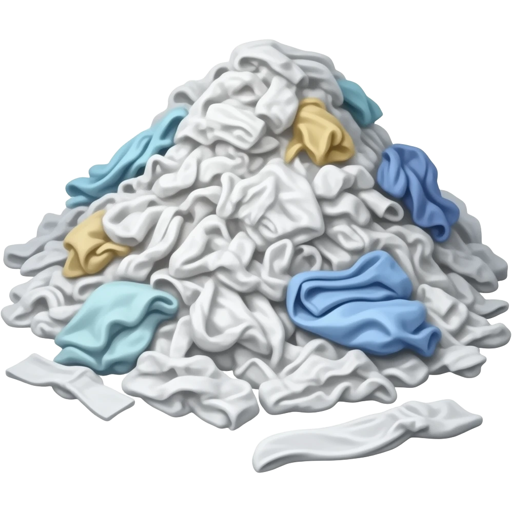 dirty pile of laundry with white color on the ground emoji