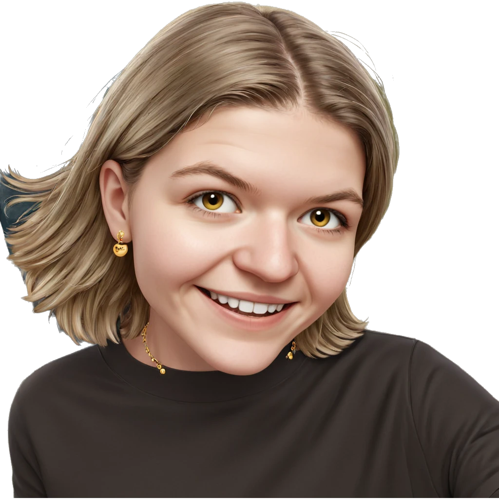 smiling girl outdoors with jewelry emoji