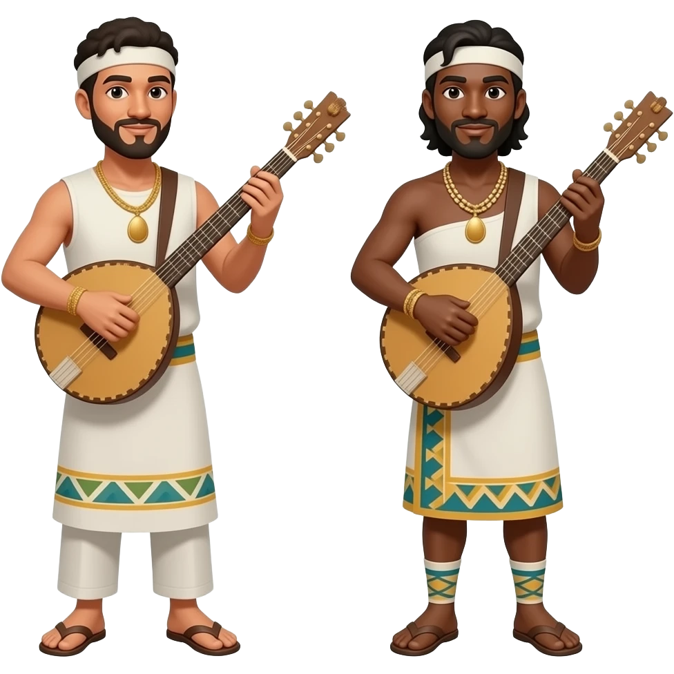two people playing the traditional instrument sape emoji