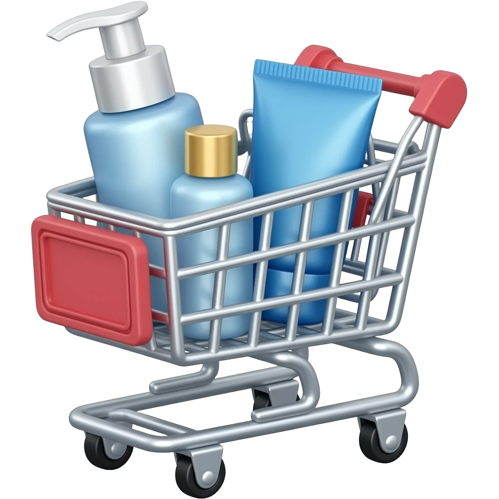 shopping trolley full of skincare emoji