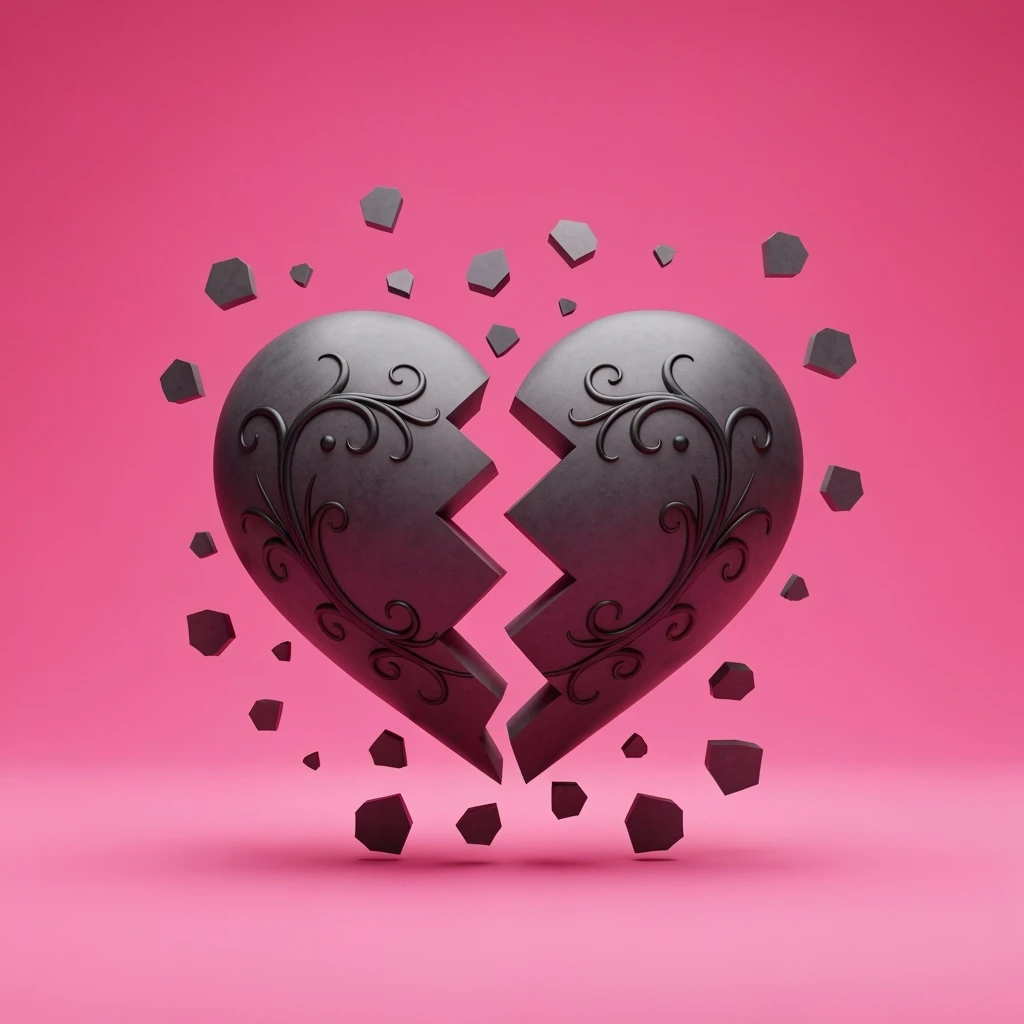cute emo heart broken in two emoji