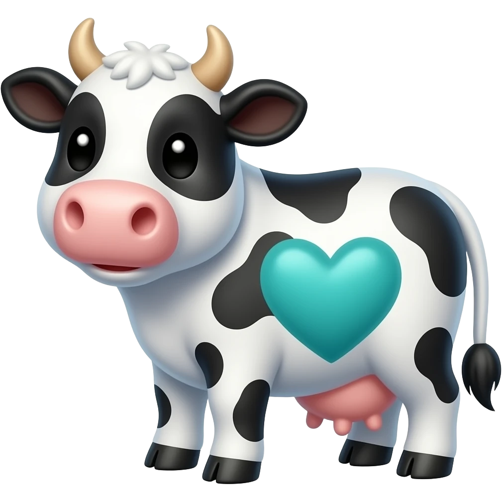 Cute cow Big Big teal heart emoji