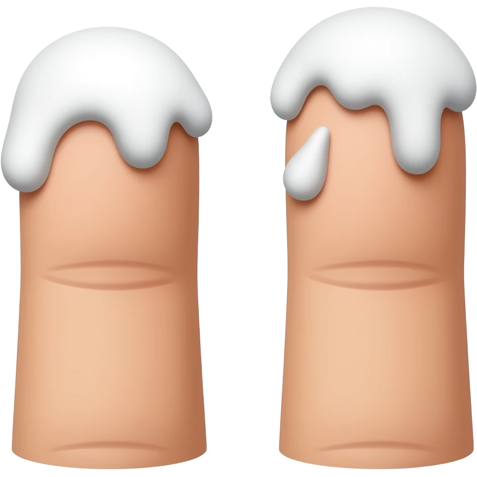 Two fingers with white stuff emoji